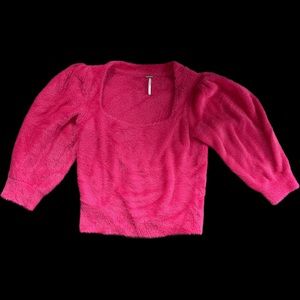 NWT Free People fuschia fuzzy sweater